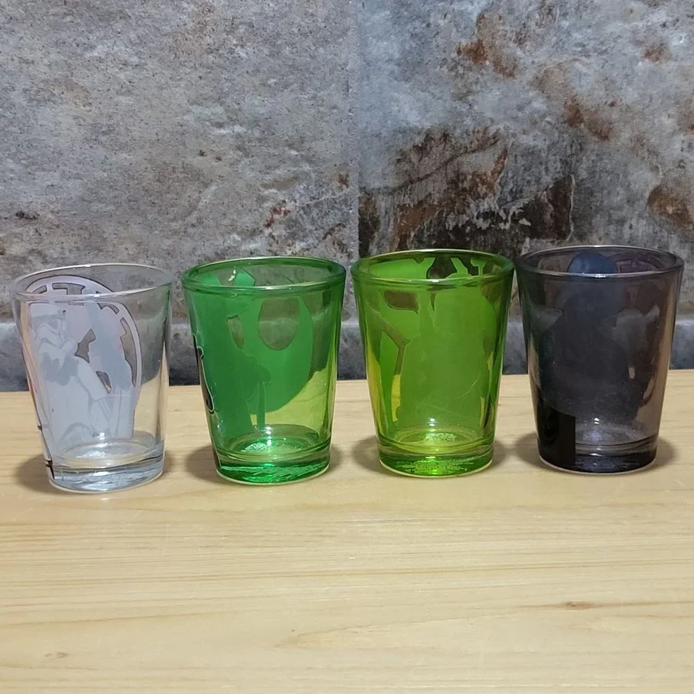 Star Wars Shot Glasses Yoda Vader Boba Fett Storm Trooper Set of 4